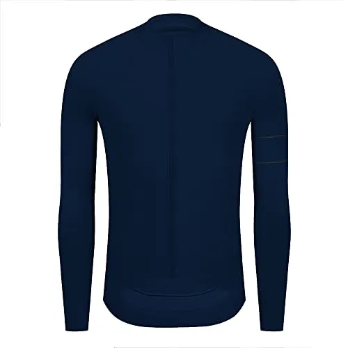 YKYW Men's PRO Team Aero Cycling Jersey Coat Winter 10-20℃ Race Fit Fleece Thermal Darkblue