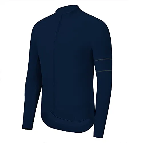 YKYW Men's PRO Team Aero Cycling Jersey Coat Winter 10-20℃ Race Fit Fleece Thermal Darkblue