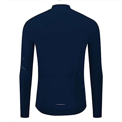 YKYW Men's PRO Team Aero Cycling Jersey Coat Winter 10-20℃ Race Fit Fleece Thermal Darkblue