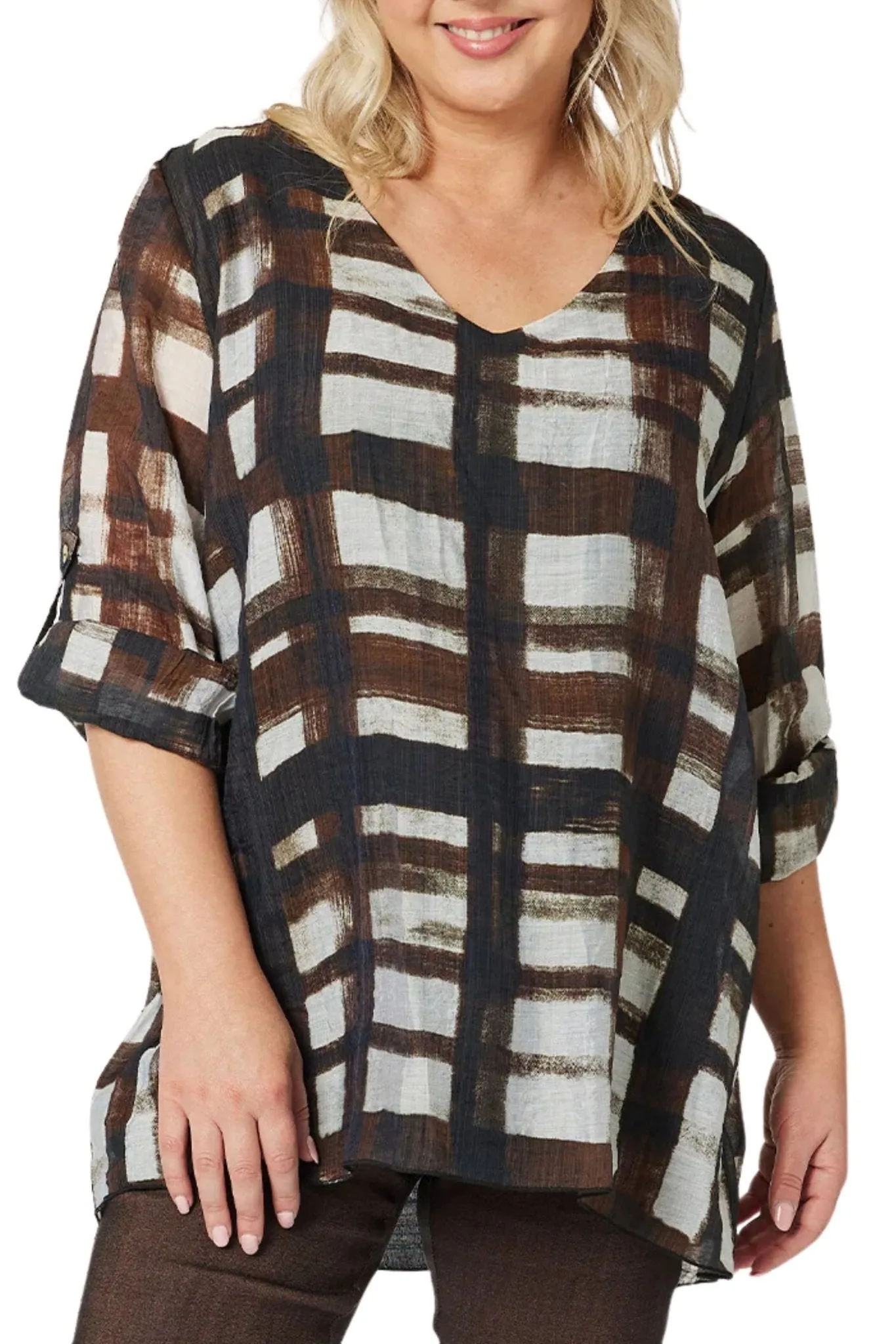 ZENA CHECK LAYERED TUNIC - 45309C